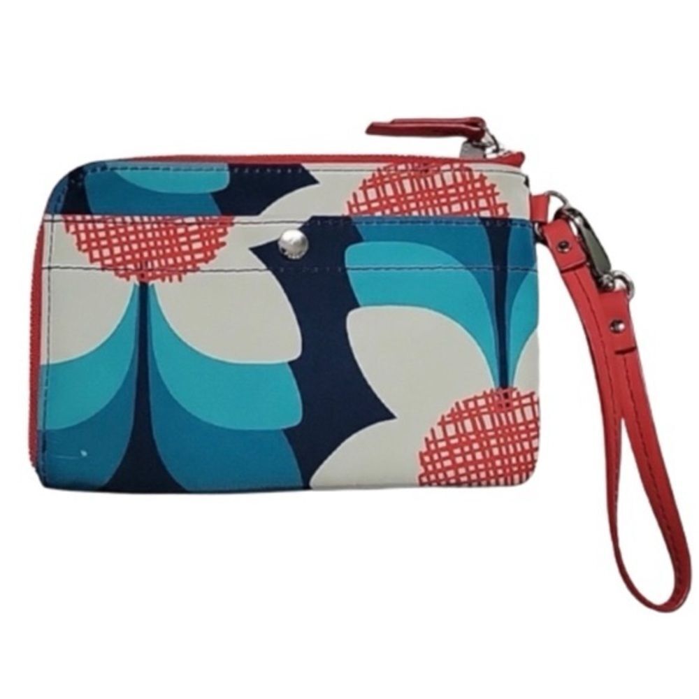 Fossil Floral Print Wristlet in Blue, Teal, Navy & Coral